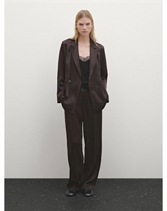 Атласный блейзер, коричневый Massimo dutti