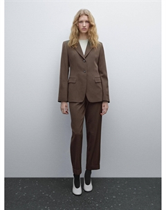 Приталенный пиджак из смесовой шерсти, серый Massimo dutti