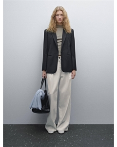 Классный шерстяной пиджак, черный Massimo dutti