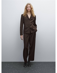 Укороченный блейзер на пуговицах, коричневый Massimo dutti