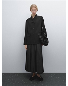 Блейзер из крепа с воротником-стойкой, черный Massimo dutti