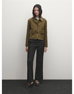 Пиджак из 100% хлопкового бархата, зеленый Massimo dutti