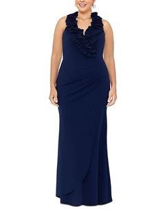 Плюс Женское Вечернее Платье Без Рукавов С Оборками Xscape