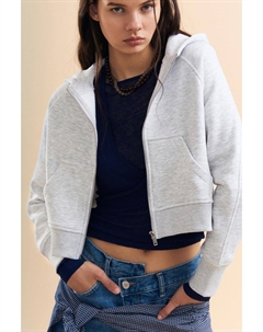 Толстовка с капюшоном на молнии, серый Pull & bear