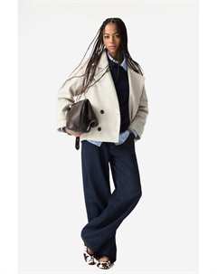 Короткое фетровое фактурное пальто, мультиколор Pull & bear