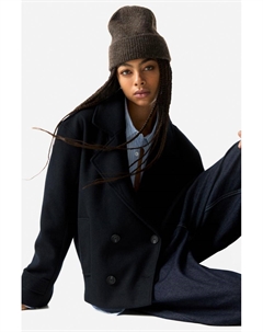 Короткое фетровое фактурное пальто, синий Pull & bear