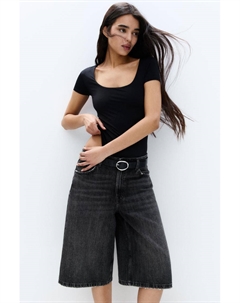 Боди из полиамида с коротким рукавом, черный Pull & bear