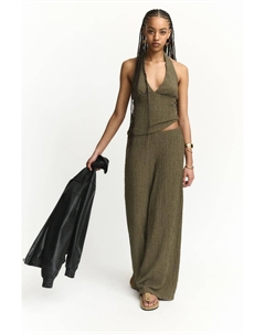 Брюки с эффектом мятых складок, хаки Pull & bear