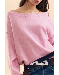 Вязаный свитер с вырезом лодочкой, розовый Pull & bear