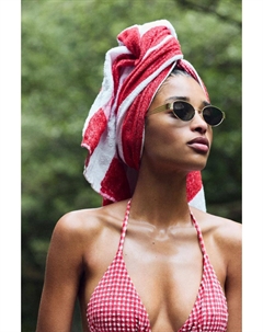 Верх бикини с треугольными вставками в клетку, красный Pull & bear