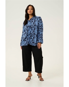 Блузка, цвет blue flower leaf print Kaffe curve