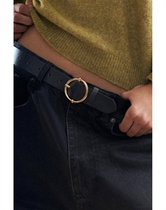 Ремень из искусственной кожи с круглой пряжкой, черный Pull & bear