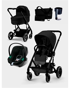 Коляска Balios S Lux BLK 3 в 1 цвет Moon Black в комплекте с сумкой-органайзером и подстаканником Cybex