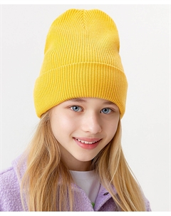 Шапка желтая вязаная Button blue
