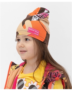 Коричневая шапка Button blue