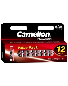 Батарейка Camelion LR03-HP12 Alkaline LR03/AAA, 1,5 В, 1250 мА.ч, 12 шт в упаковке