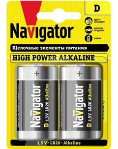 Батарейка Navigator NBT-NE-LR20-BP2 алкалиновая D/LR20 (блист.2шт) (94755)