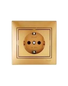 Розетка 701-1313-122 СП Мира с заземл. керам. метал. золото Lezard
