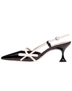 Туфли на высоком каблуке женские черные/белые Miu miu