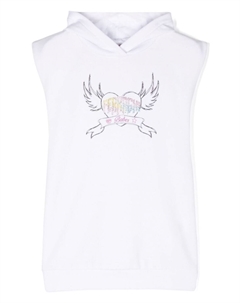 Kids платье с капюшоном и графичным принтом, белый Chiara ferragni