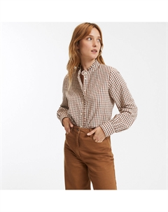 Блуза с викторианским воротником и принтом виши каштановый Laredoute