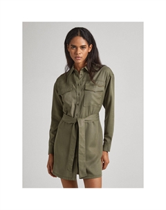 Платье-рубашка с завязками зеленый Laredoute