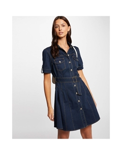 Платье джинсовое короткое расклешенное синий Laredoute