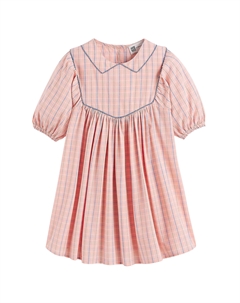 Платье в клетку с воротником-стойкой Claudine розовый Laredoute