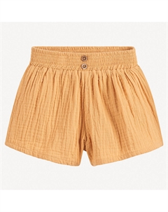 Шорты из хлопкового газа эластичный пояс каштановый La redoute collections