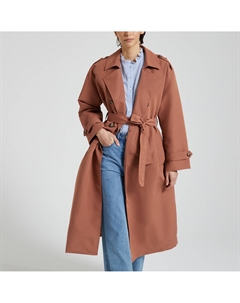Тренчкот длинный с завязками каштановый Laredoute