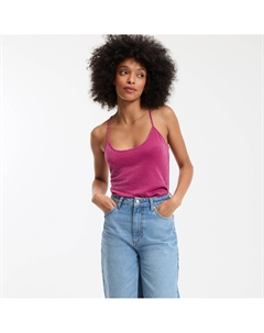 Майка из переливающейся трикотажа тонкие бретели розовый La redoute collections