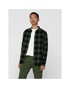 Рубашка прямого покроя в клетку с длинными рукавами зеленый Only & sons