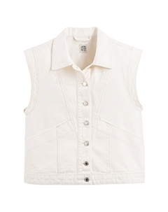 Жакет без рукавов из денима белый Laredoute