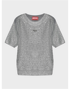 Джемпер с блестящей вязкой и логотипом, серый Diesel