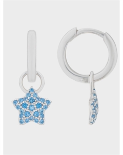 Серьги-кликеры "Звезда", голубые фианиты Sneak peek