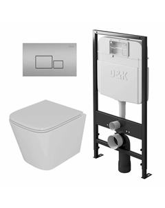 Комплект унитаза с инсталляцией Berlin с сиденьем микролифт и клавишей смыва хром матовый D&k