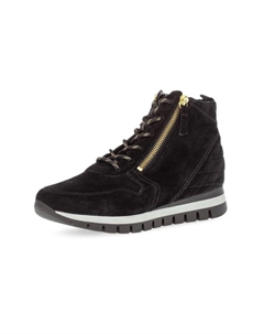 Ботильоны на шнуровке с декоративной строчкой, черный Gabor