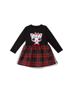 Платье с красной лентой, черный Denokids