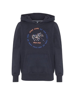 Толстовка с капюшоном и узорчатым логотипом, цвет 19-3924 night sky Polo sylt