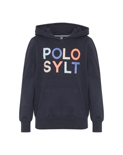 Толстовка с капюшоном и узорчатой этикеткой, цвет 19-3924 night sky Polo sylt