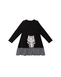 Серебряное леопардовое платье, черный Denokids