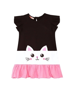 Платье-Кошка с оборками, черный Denokids