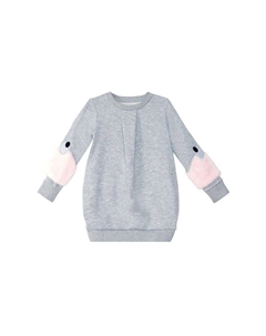 Пышное платье с плюшевыми рукавами, серый Denokids