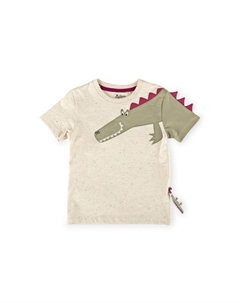 Футболка счастливый крокодил для детей, экрю Sigikid