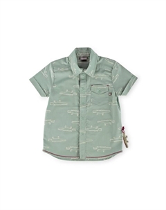Рубашка из батиста с изображением счастливого крокодила для детей, зеленый Sigikid