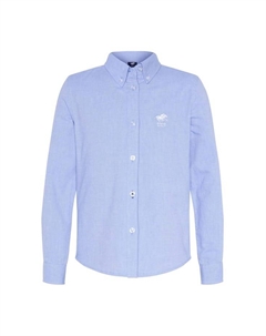 Блузка с воротником на пуговицах и вышитым логотипом, цвет 16-3922 brunnera blue Polo sylt