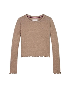 Рубашка с длинными рукавами и волнистым подолом для детей, цвет hickory Tommy hilfiger