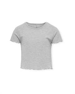 Футболка с волнистым краем в рубчик для детей, серый Only