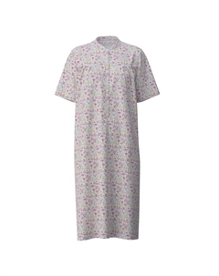 Ночная рубашка с длинными рукавами и воротником-стойкой длина 110 см мягкий хлопок., цвет blush flower Calida