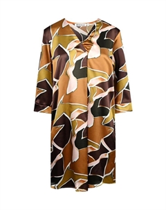 Атласное платье с графическим принтом в оливково-коричневом цвете, мультиколор Bicalla